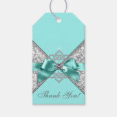 ホワイトダイヤモンドティール（緑がかった色）ブルーバースデーパーティー ギフトタグ (正面)