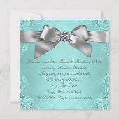 ホワイトダイヤモンドティール（緑がかった色）ブルーバースデーパーティー 招待状 (裏面)