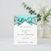 ホワイトダイヤモンドティール(緑がかった色)ブルー日付の保存 セーブザデート (スタンド正面)