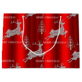 ホワイトダイヤモンドトナカイきらめくレッドクリスマス ラージペーパーバッグ (正面)