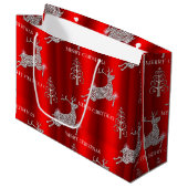 ホワイトダイヤモンドトナカイきらめくレッドクリスマス ラージペーパーバッグ (正面アングル)