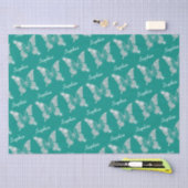 ホワイトダイヤモンドバタフライスパークルスクリプト名，ティール（緑がかった色） 薄葉紙 (クラフト)