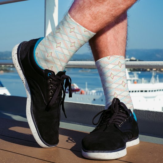 ホワイトダイヤモンドパターユニークン抽象芸術幾何学的Ad ソックス