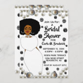 ホワイトダイヤモンドパールアフリカンアメリカンブライダルシャワー 招待状 (正面/裏面)