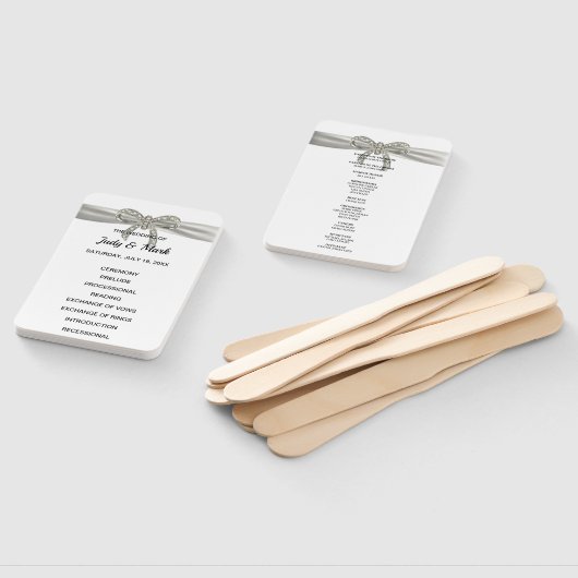 ホワイトダイヤモンドボウ結婚式 プログラム ハンドファン (組立なし)