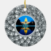 ホワイトダイヤモンド円フォトフレーム セラミックオーナメント (裏面)