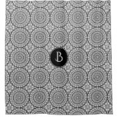 ホワイトダイヤモンド幾何学円パターン シャワーカーテン (正面)