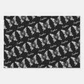 ホワイトダイヤモンド蝶、輝き、DIY名、黒 ラッピングペーパーシート (正面)