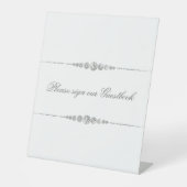 ホワイトダイヤモンド要素が私たちの結婚ゲストブックに署名 台座サイン (正面)
