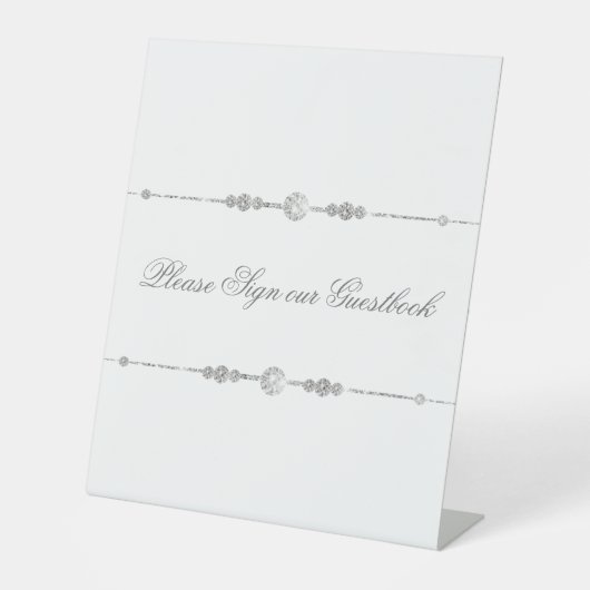 ホワイトダイヤモンド要素が私たちの結婚ゲストブックに署名 台座サイン (正面)