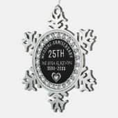 ホワイトダイヤモンド25結婚周年記念テンプレート スノーフレークピューターオーナメント (右)