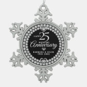 ホワイトダイヤモンド25th結婚 Silver's Anniversary スノーフレークピューターオーナメント (正面)