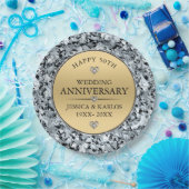 ホワイトダイヤモンド＆ゴールド 50周年結婚記念日 ペーパープレート (パーティー)