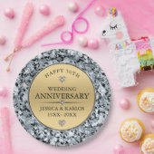 ホワイトダイヤモンド＆ゴールド 50周年結婚記念日 ペーパープレート (パーティー)