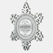 ホワイトダイヤモンド&シルバー25結婚th スノーフレークピューターオーナメント (右)