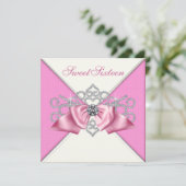 ホワイトダイヤモンド ピンク スイート16 誕生日パーティー 招待状 (スタンド正面)