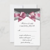 ホワイトダイヤモンド ピンク ブラック スイート16 誕生日パーティー 出欠カード (裏面)