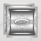 ホワイトダイヤモンド ホワイト スイート16 バースデーパーティー 招待状 (正面/裏面)