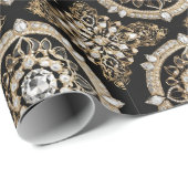 ホワイトダイヤモンド、金ゴールド縁どマンダラグラマーデザイン ラッピングペーパー (ロールコーナー)