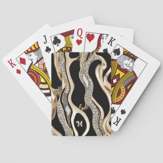 ホワイトダイヤモンド、金ゴールド縁どマンダラデザイン トランプ (裏面)