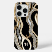 ホワイトダイヤモンド、金ゴールド縁どマンダラデザイン Case-Mate iPhoneケース (裏面)