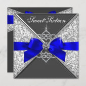 ホワイトダイヤ王室のンズブルースウィート16バースデーパーティー 招待状 (正面/裏面)