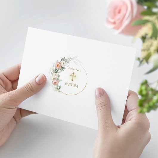 ホワイトダスティバラフローラフォトガールバプテスマ 招待状