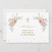 ホワイトダスティバラフローラ1st誕生日バプテスマ サンキューカード (正面)