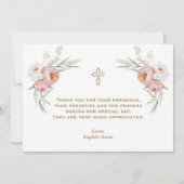 ホワイトダスティバラフローラ1st誕生日バプテスマ サンキューカード (裏面)