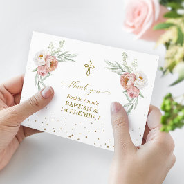 ホワイトダスティバラフローラ1st誕生日バプテスマ サンキューカード