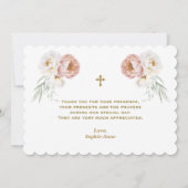 ホワイトダスティバラフローラ1st誕生日バプテスマ サンキューカード (裏面)