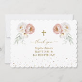 ホワイトダスティバラフローラ1st誕生日バプテスマ サンキューカード (正面)