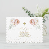 ホワイトダスティバラフローラ1st誕生日バプテスマ サンキューカード (スタンド正面)