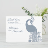 ホワイトダスティブルー王室のクジャクエレガントありがとう 招待状 (スタンド正面)