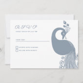 ホワイトダスティブルー王室のピーコックエレガントRSVP 招待状 (正面)