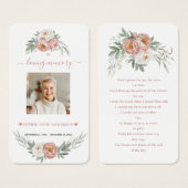 ホワイトダスティーバラフローラ写真葬儀祈りの言葉 (正面&裏面)