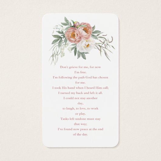 ホワイトダスティーバラフローラ写真葬儀祈りの言葉 (裏面)