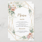 ホワイトダスティーバラフローラ金ゴールド結婚グリーンリーのメニュー (正面/裏面)
