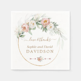 ホワイトダスティーバラフローラ金ゴールド結婚グリーンリー スタンダードカクテルナプキン