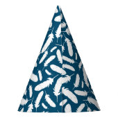 ホワイトダックアンドフェザーネイビーブルー誕生日 パーティーハット (裏面)