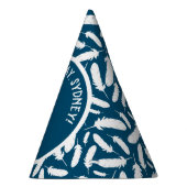 ホワイトダックアンドフェザーネイビーブルー誕生日 パーティーハット (右)