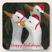 ホワイトダックス赤いサンタハッツホリデーを着て コースター (正面)