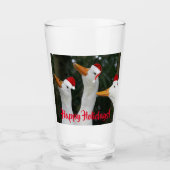 ホワイトダックス赤いサンタハッツホリデーを着て タンブラーグラス (正面)