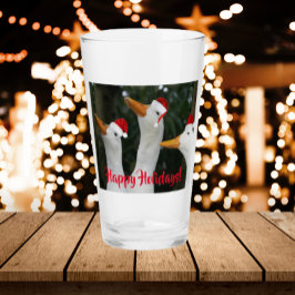 ホワイトダックス赤いサンタハッツホリデーを着て タンブラーグラス