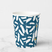 ホワイトダックパーソナライズされたイラストレーションネイビーブルー 紙コップ (右)