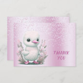 ホワイトダックピンクフローラサンキューカード サンキューカード (正面/裏面)