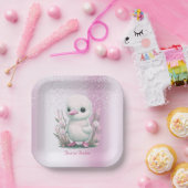 ホワイトダックピンクフローラ紙プレート ペーパープレート (パーティー)