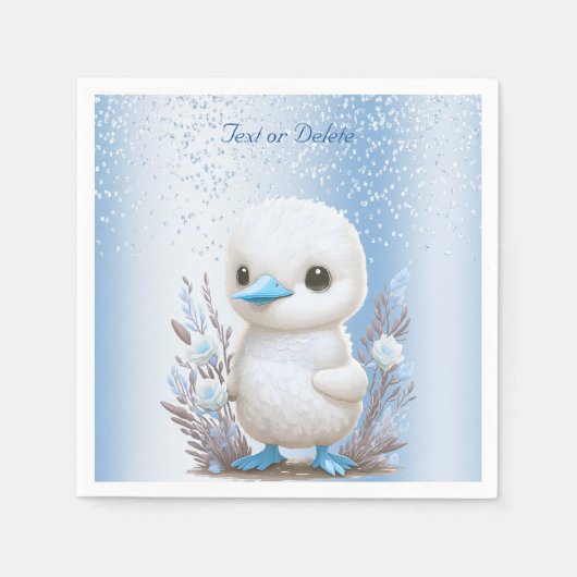 ホワイトダックブルーフローラナプキンス スタンダードカクテルナプキン (正面)