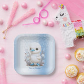 ホワイトダックブルーフローラ紙プレート ペーパープレート (パーティー)