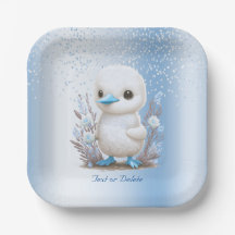 ホワイトダックブルーフローラ紙プレート